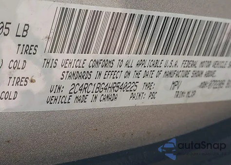 2017 Chrysler Pacifica Touring-L z USA, uszkodzony, nr VIN 2C4RC1BG4HR540225